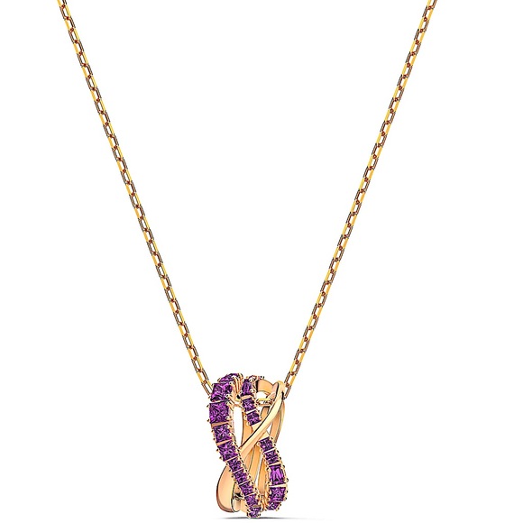 Swarovski Twist Rows Pendant Necklace 
Purple, Rosegold plated - Picture 4 of 13